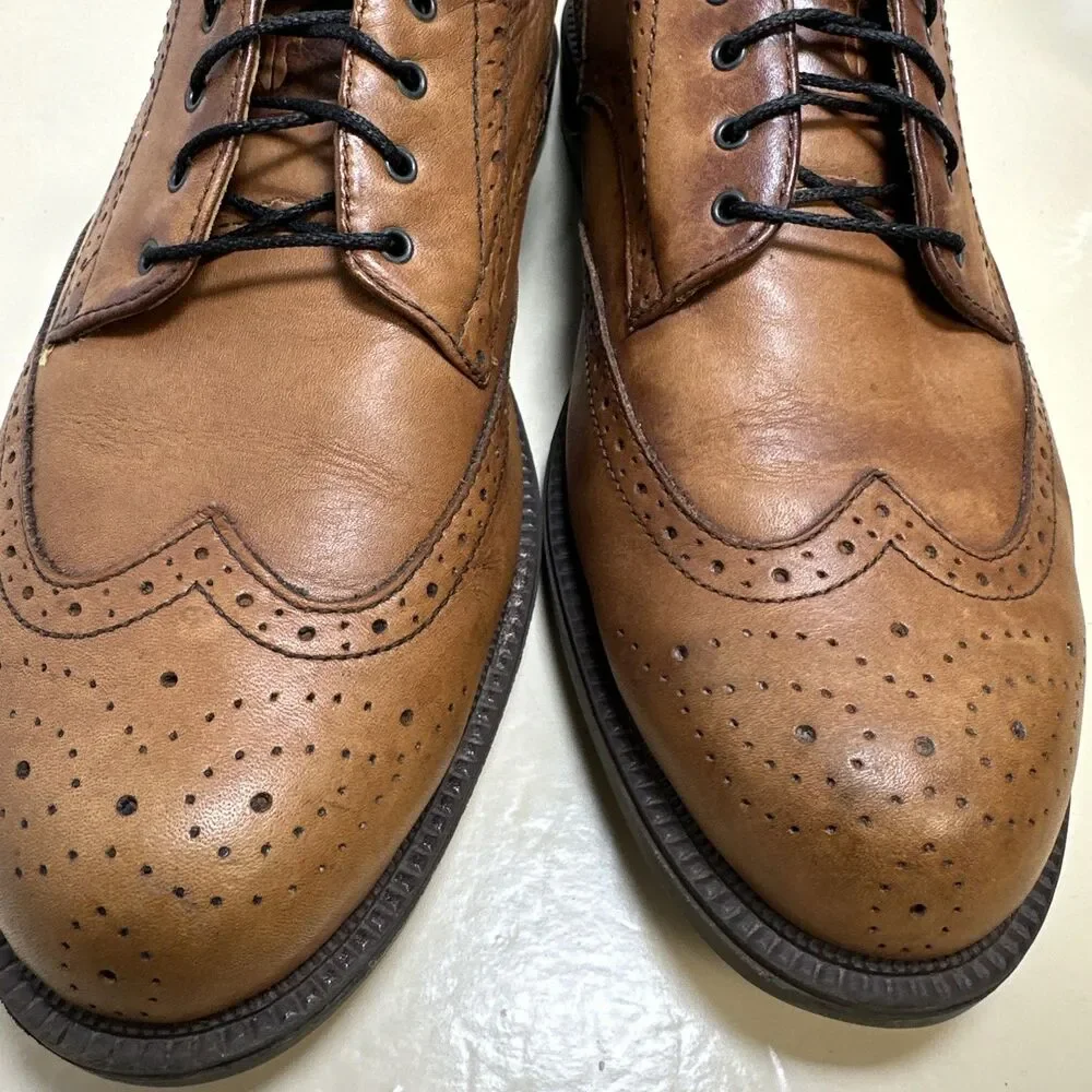 Frye Men's 10 M David Wingtip Oxford Dress Leather Shoes Brown Tan Cognac 84535